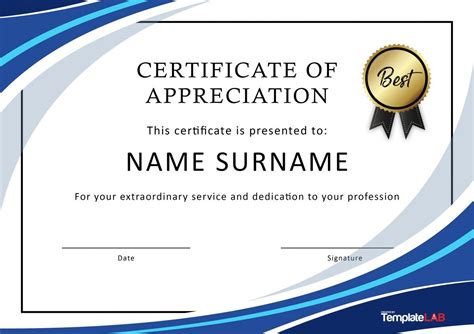 certificate of appreciation template word.